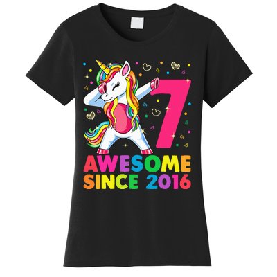 7 Years Old Unicorn Dabbing 7th Birthday Unicorn Party Women's T-Shirt