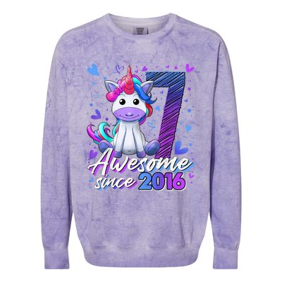 7 Years Old Flossing Unicorn Gifts 7th Birthday Girl Party Colorblast Crewneck Sweatshirt