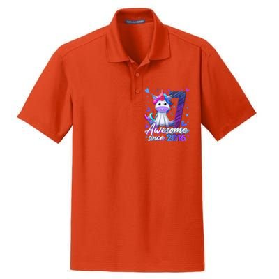 7 Years Old Flossing Unicorn Gifts 7th Birthday Girl Party Dry Zone Grid Polo