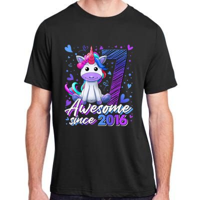 7 Years Old Flossing Unicorn Gifts 7th Birthday Girl Party Adult ChromaSoft Performance T-Shirt