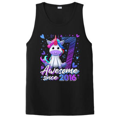 7 Years Old Flossing Unicorn Gifts 7th Birthday Girl Party PosiCharge Competitor Tank