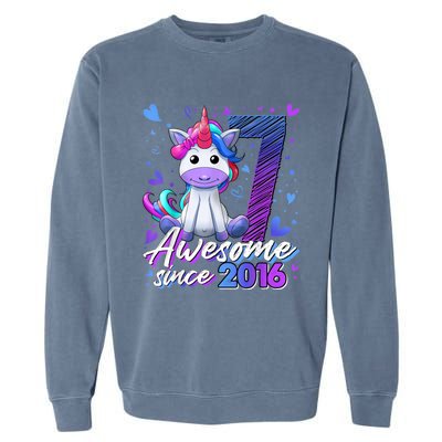 7 Years Old Flossing Unicorn Gifts 7th Birthday Girl Party Garment-Dyed Sweatshirt