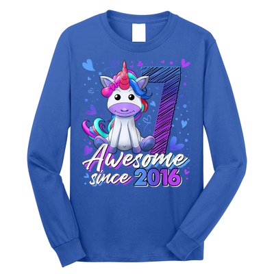 7 Years Old Flossing Unicorn Gifts 7th Birthday Girl Party Long Sleeve Shirt