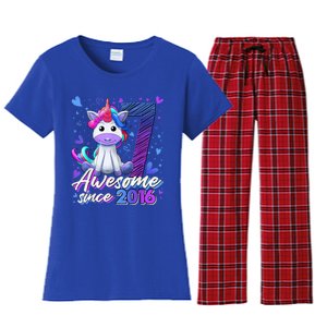 7 Years Old Flossing Unicorn Gifts 7th Birthday Girl Party Women's Flannel Pajama Set