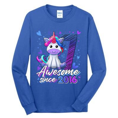 7 Years Old Flossing Unicorn Gifts 7th Birthday Girl Party Tall Long Sleeve T-Shirt