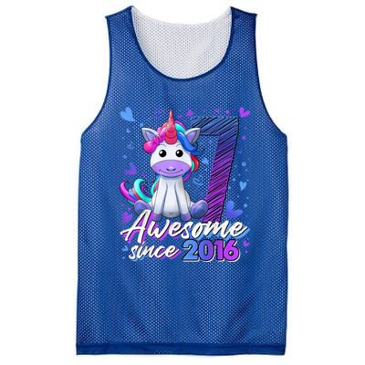 7 Years Old Flossing Unicorn Gifts 7th Birthday Girl Party Mesh Reversible Basketball Jersey Tank