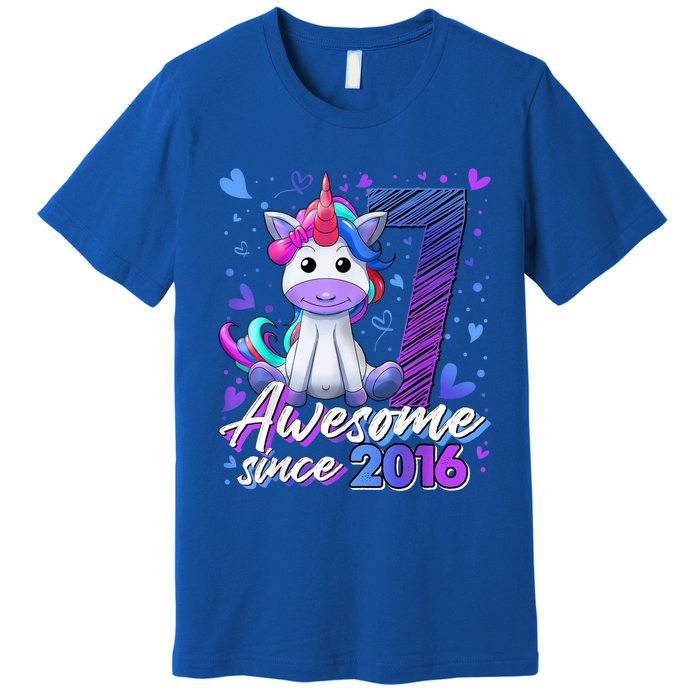 7 Years Old Flossing Unicorn Gifts 7th Birthday Girl Party Premium T-Shirt