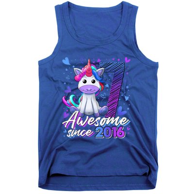 7 Years Old Flossing Unicorn Gifts 7th Birthday Girl Party Tank Top