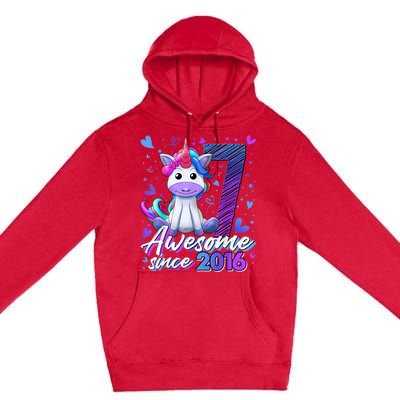 7 Years Old Flossing Unicorn Gifts 7th Birthday Girl Party Premium Pullover Hoodie