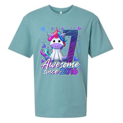 7 Years Old Flossing Unicorn Gifts 7th Birthday Girl Party Sueded Cloud Jersey T-Shirt