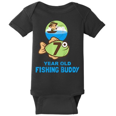 7 Year Old Fishing Buddy Birthday Party Baby Bodysuit