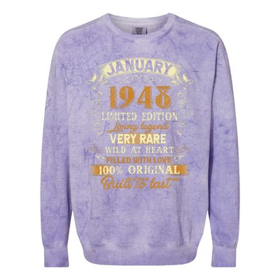 75 Year Old Awesome Since January 1948 75th Birthday Gift Colorblast Crewneck Sweatshirt