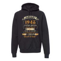 75 Year Old Awesome Since January 1948 75th Birthday Gift Premium Hoodie