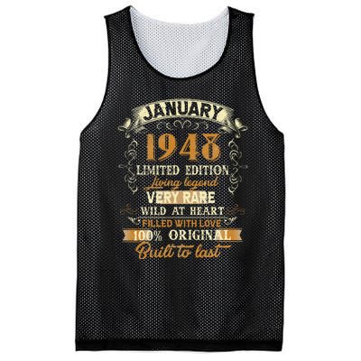 75 Year Old Awesome Since January 1948 75th Birthday Gift Mesh Reversible Basketball Jersey Tank