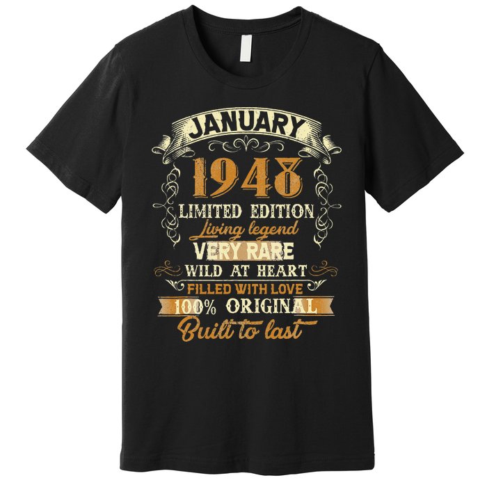 75 Year Old Awesome Since January 1948 75th Birthday Gift Premium T-Shirt