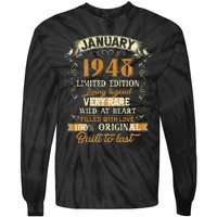 75 Year Old Awesome Since January 1948 75th Birthday Gift Tie-Dye Long Sleeve Shirt