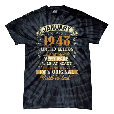 75 Year Old Awesome Since January 1948 75th Birthday Gift Tie-Dye T-Shirt