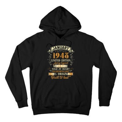 75 Year Old Awesome Since January 1948 75th Birthday Gift Tall Hoodie