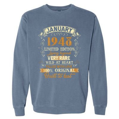 75 Year Old Awesome Since January 1948 75th Birthday Gift Garment-Dyed Sweatshirt