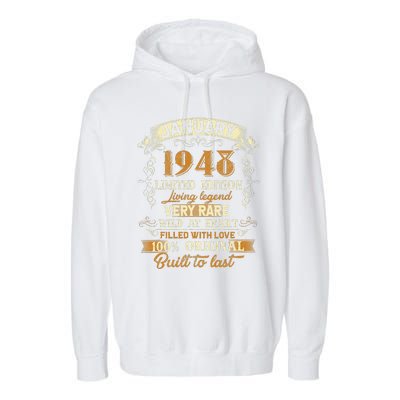 75 Year Old Awesome Since January 1948 75th Birthday Gift Garment-Dyed Fleece Hoodie