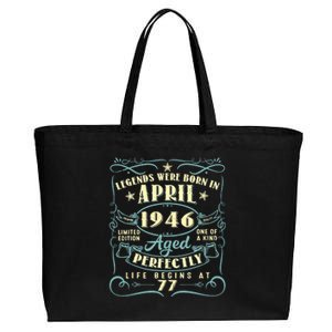 77 Years Old 77th Birthday Gift Legends Born In April 1946 Cotton Canvas Jumbo Tote