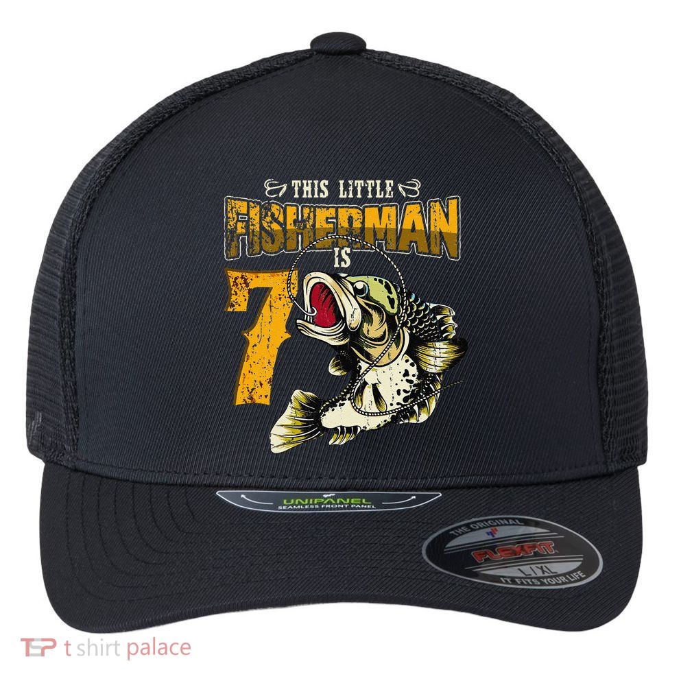 7 Year Old Fishing Gifts Fisherman 7th Birthday Flexfit Unipanel Trucker Cap
