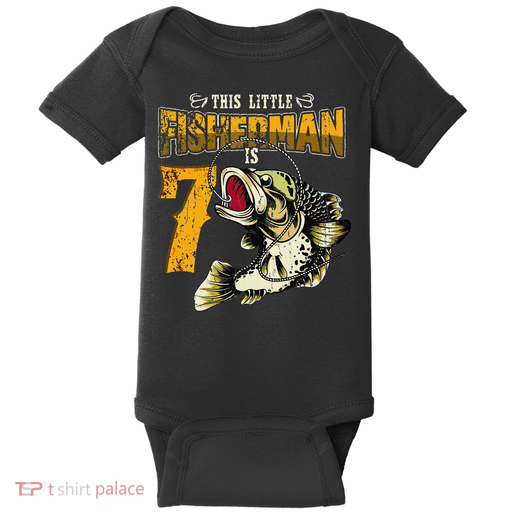 7 Year Old Fishing Gifts Fisherman 7th Birthday Baby Bodysuit