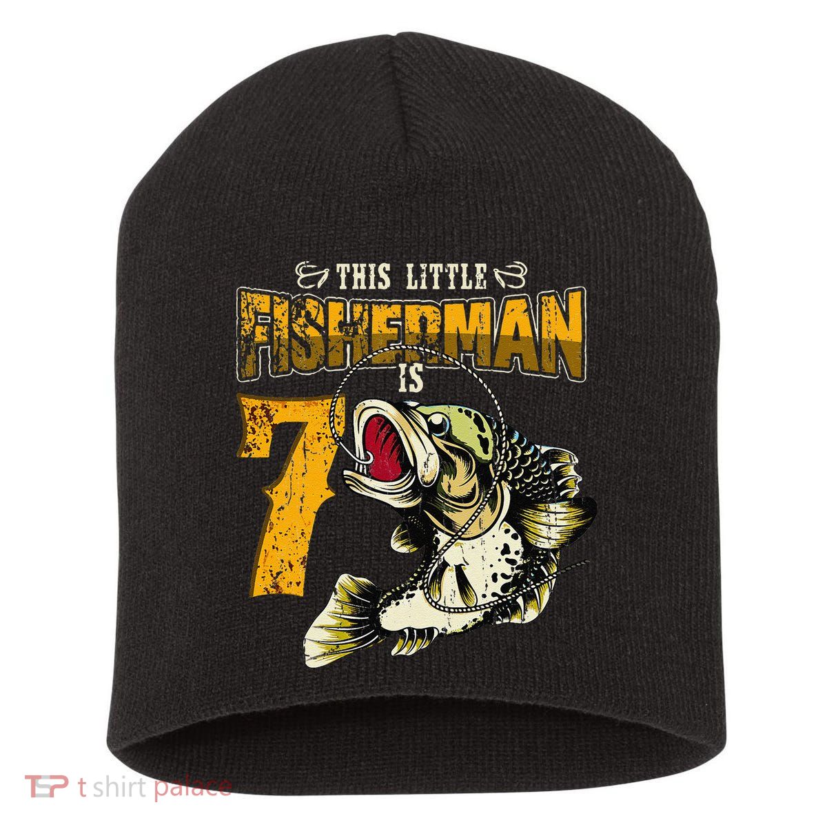 7 Year Old Fishing Gifts Fisherman 7th Birthday Short Acrylic Beanie
