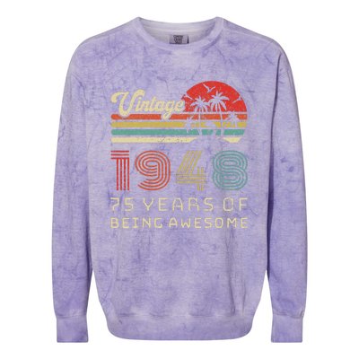 75 Year Old Birthday Vintage 1948 75th Birthday Colorblast Crewneck Sweatshirt