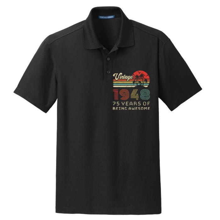 75 Year Old Birthday Vintage 1948 75th Birthday Dry Zone Grid Polo