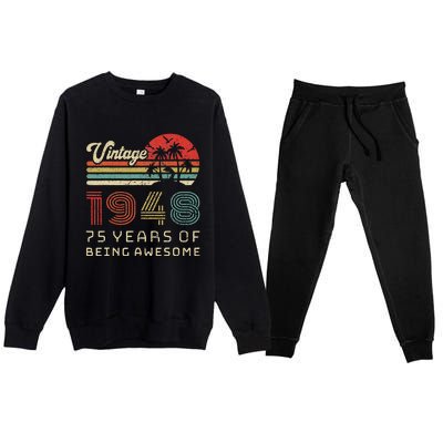 75 Year Old Birthday Vintage 1948 75th Birthday Premium Crewneck Sweatsuit Set