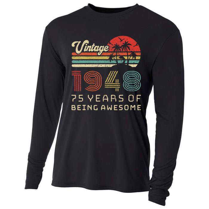 75 Year Old Birthday Vintage 1948 75th Birthday Cooling Performance Long Sleeve Crew