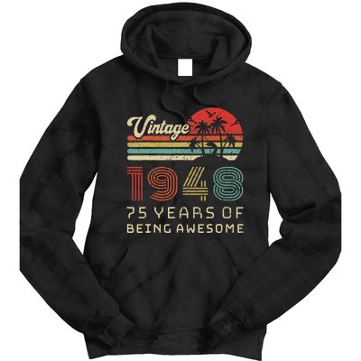 75 Year Old Birthday Vintage 1948 75th Birthday Tie Dye Hoodie