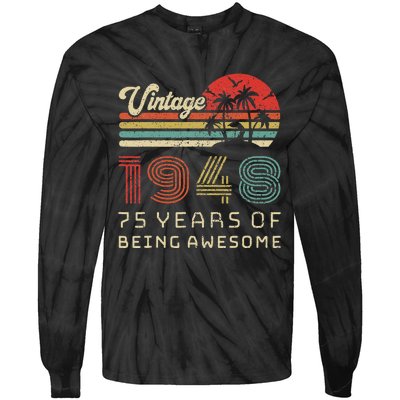 75 Year Old Birthday Vintage 1948 75th Birthday Tie-Dye Long Sleeve Shirt