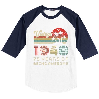 75 Year Old Birthday Vintage 1948 75th Birthday Baseball Sleeve Shirt