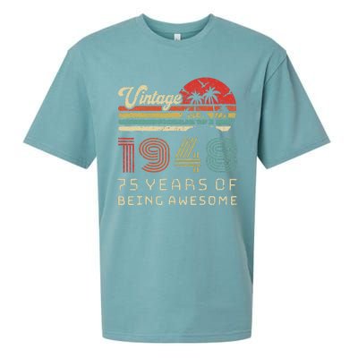 75 Year Old Birthday Vintage 1948 75th Birthday Sueded Cloud Jersey T-Shirt