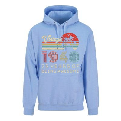 75 Year Old Birthday Vintage 1948 75th Birthday Unisex Surf Hoodie