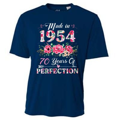 70 Year Old Made In 1954 Floral 70th Birthday Gifts Cooling Performance Crew T-Shirt