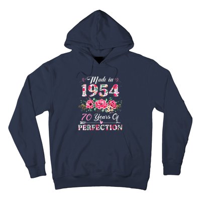 70 Year Old Made In 1954 Floral 70th Birthday Gifts Hoodie