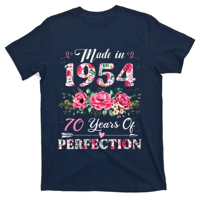 70 Year Old Made In 1954 Floral 70th Birthday Gifts T-Shirt