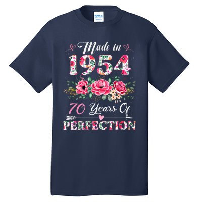 70 Year Old Made In 1954 Floral 70th Birthday Gifts Tall T-Shirt