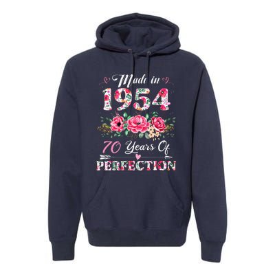 70 Year Old Made In 1954 Floral 70th Birthday Gifts Premium Hoodie