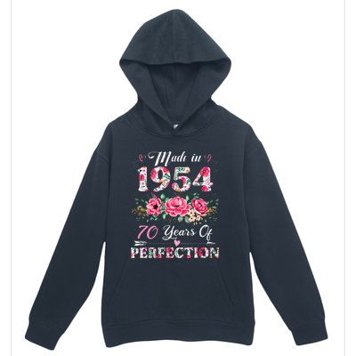 70 Year Old Made In 1954 Floral 70th Birthday Gifts Urban Pullover Hoodie