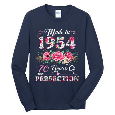 70 Year Old Made In 1954 Floral 70th Birthday Gifts Tall Long Sleeve T-Shirt