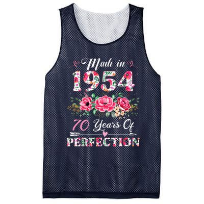 70 Year Old Made In 1954 Floral 70th Birthday Gifts Mesh Reversible Basketball Jersey Tank