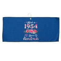 70 Year Old Made In 1954 Floral 70th Birthday Gifts Large Microfiber Waffle Golf Towel