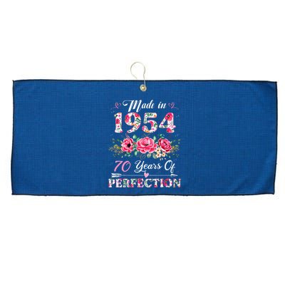 70 Year Old Made In 1954 Floral 70th Birthday Gifts Large Microfiber Waffle Golf Towel