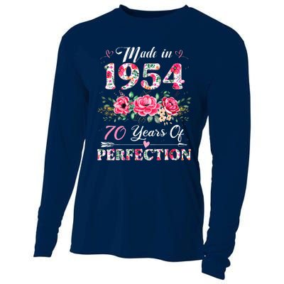 70 Year Old Made In 1954 Floral 70th Birthday Gifts Cooling Performance Long Sleeve Crew