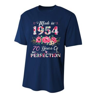 70 Year Old Made In 1954 Floral 70th Birthday Gifts Performance Sprint T-Shirt