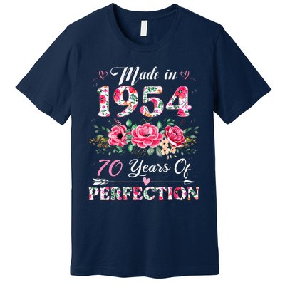 70 Year Old Made In 1954 Floral 70th Birthday Gifts Premium T-Shirt